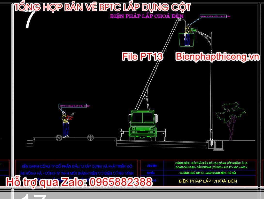 Bản vẽ biện pháp thi công lắp chóa đèn.