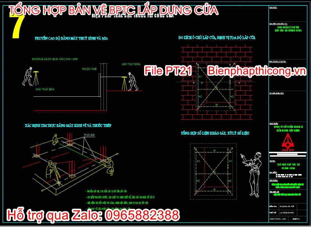 Bản vẽ biện pháp thi công trắc đạc trong thi công cửa.
