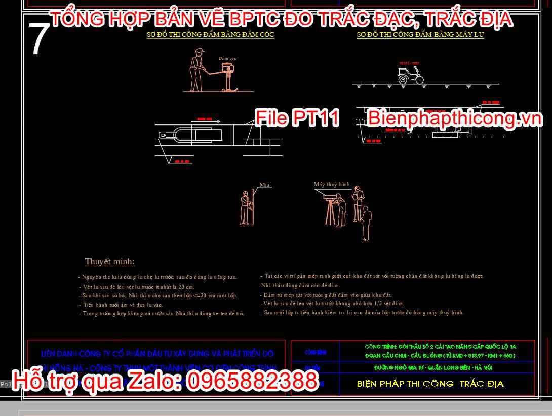 Bản vẽ cad biện pháp thi công trắc địa hay cad.