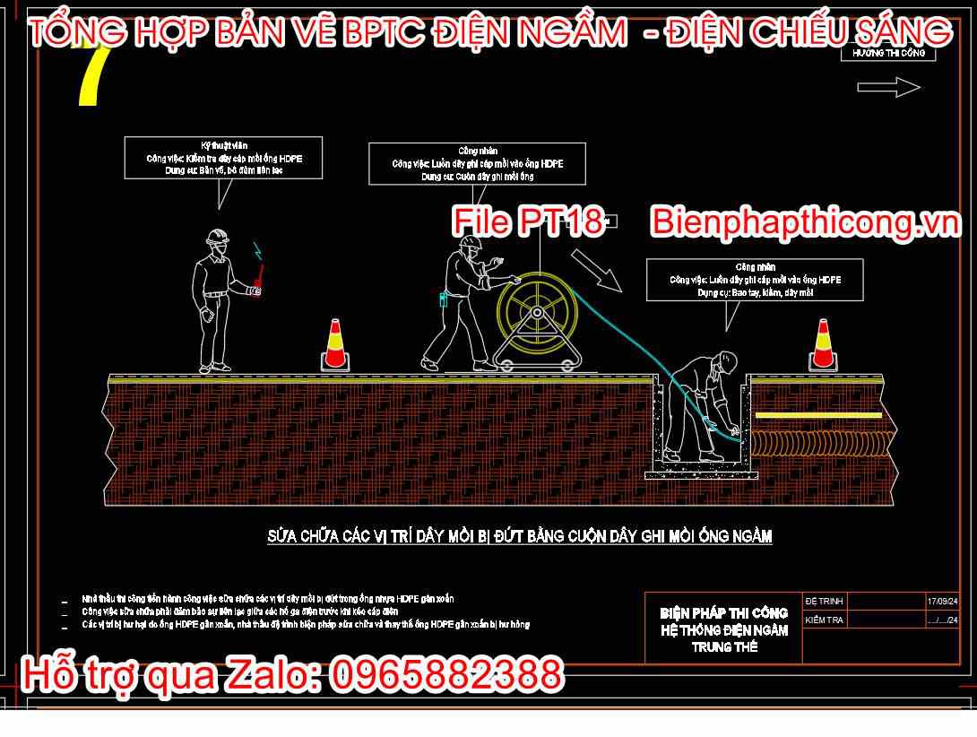 Bản vẽ sửa chữa các vị trí dây mồi bị đứt bằng cuộn dây.
