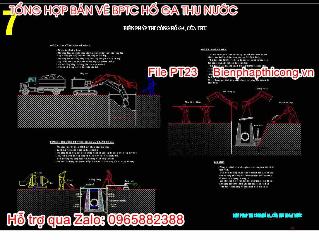 File bản vẽ biện pháp thi công hố ga cửa thu.