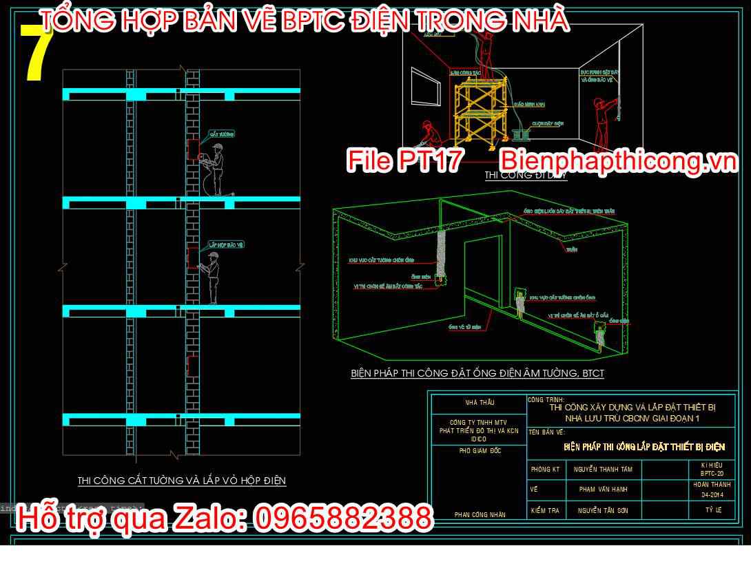 Thư viện biện pháp thi công điện trong nhà.