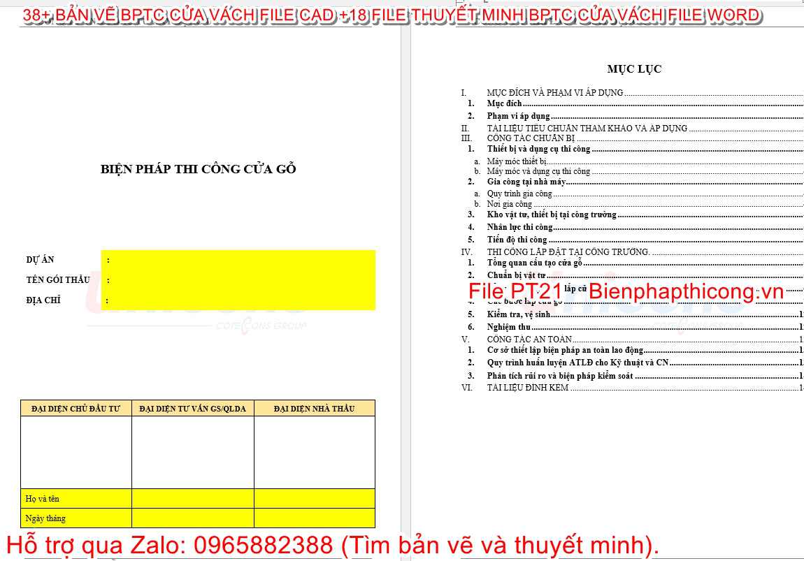 Thuyết minh biện pháp thi công lắp dựng cửa gỗ.