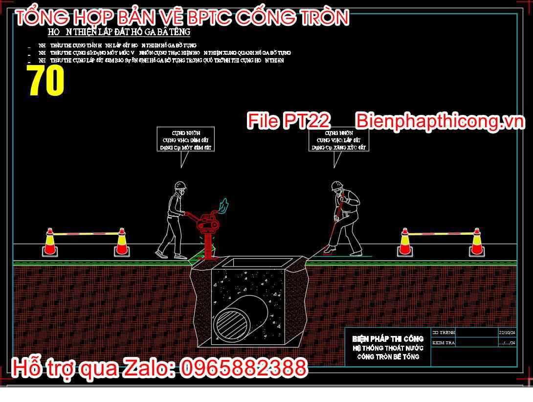 Hoàn thiện lấp đất hố ga bê tông.