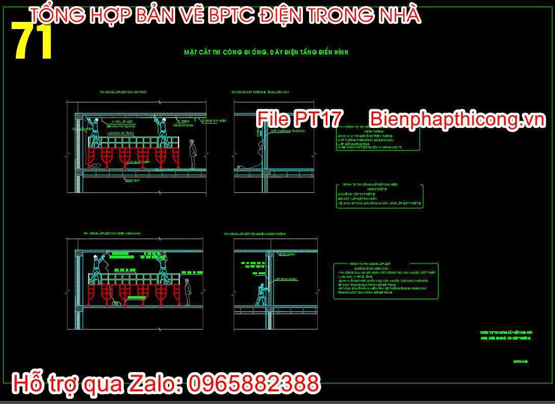 Mặt cắt thi công đi ống điển hình.