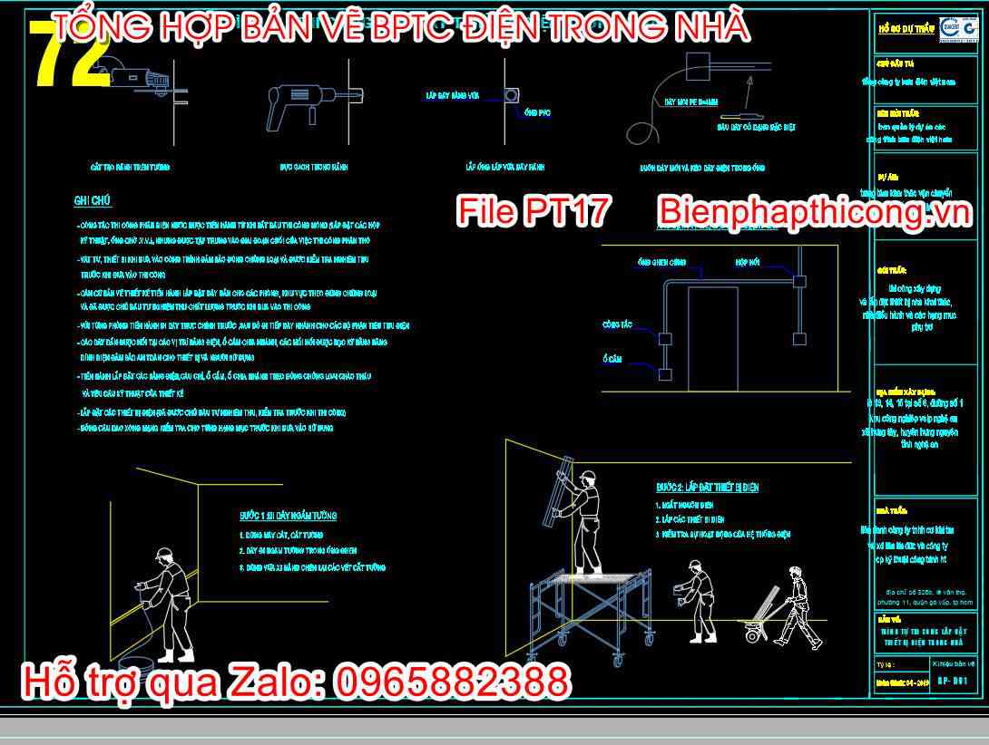Trình tự thi công lắp đặt thiết bị điện trong nhà.
