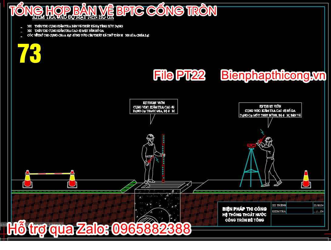 Biện pháp kiểm tra cao độ mặt nền hố ga cad.