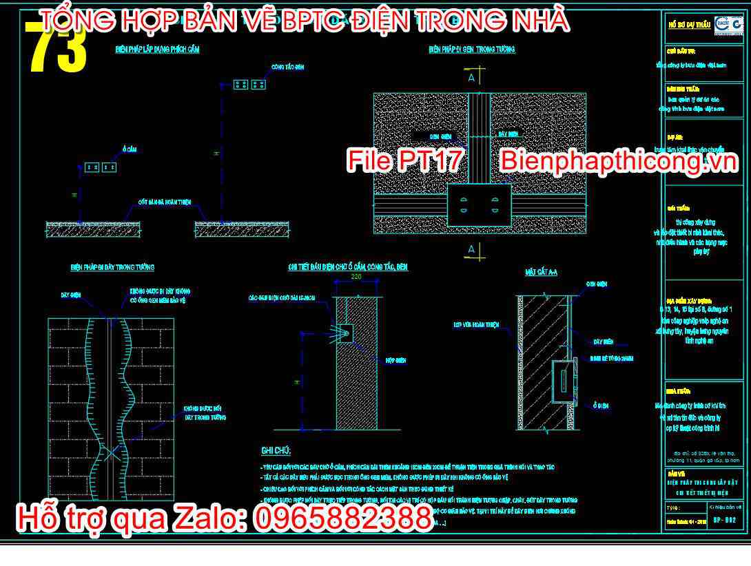 Bptc lắp đặt chi tiết thiết bị điện cad.