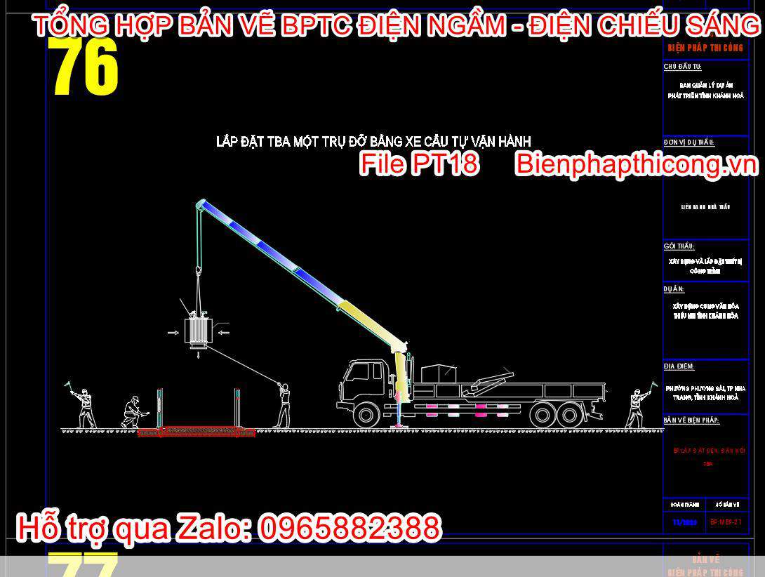 Lắp đặt trạm biến áp 1 trụ đỡ.