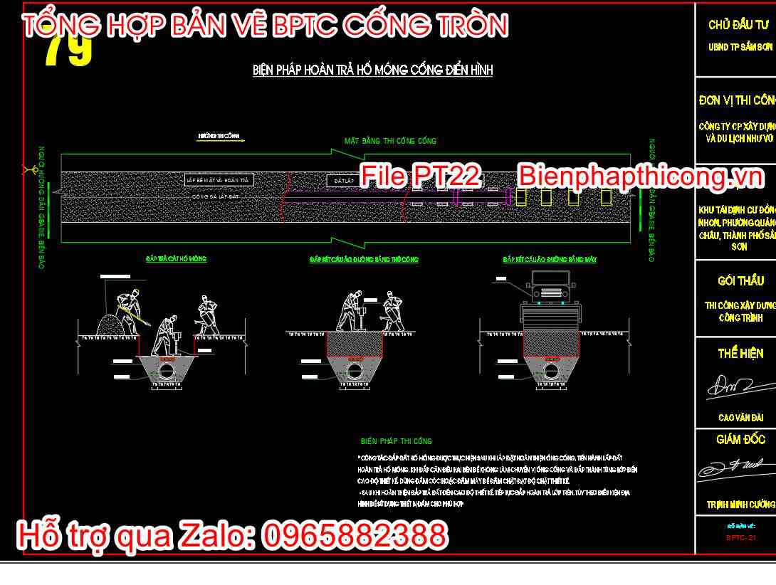 Biện pháp hoàn trả hố móng cống điển hình.