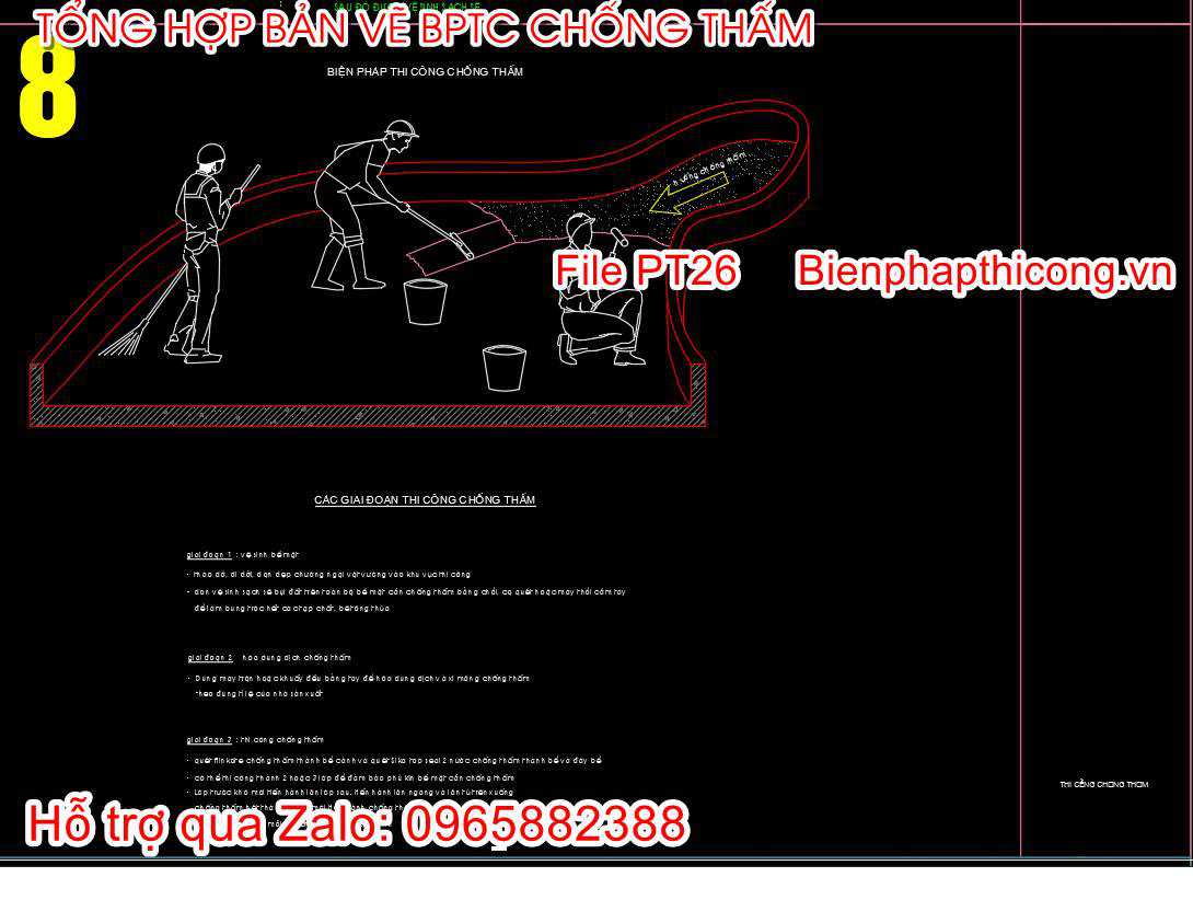 File bản vẽ biện pháp thi công chống thấm.