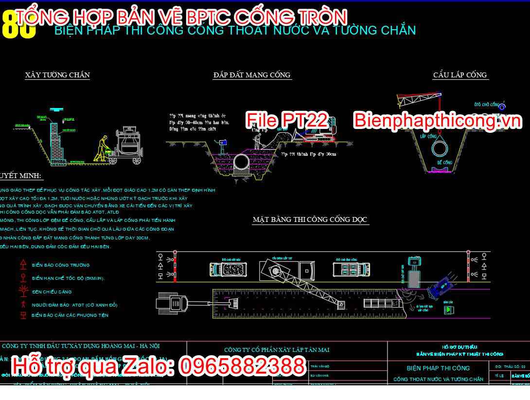 Biện pháp thi công cống thoát nước và tường chắn.