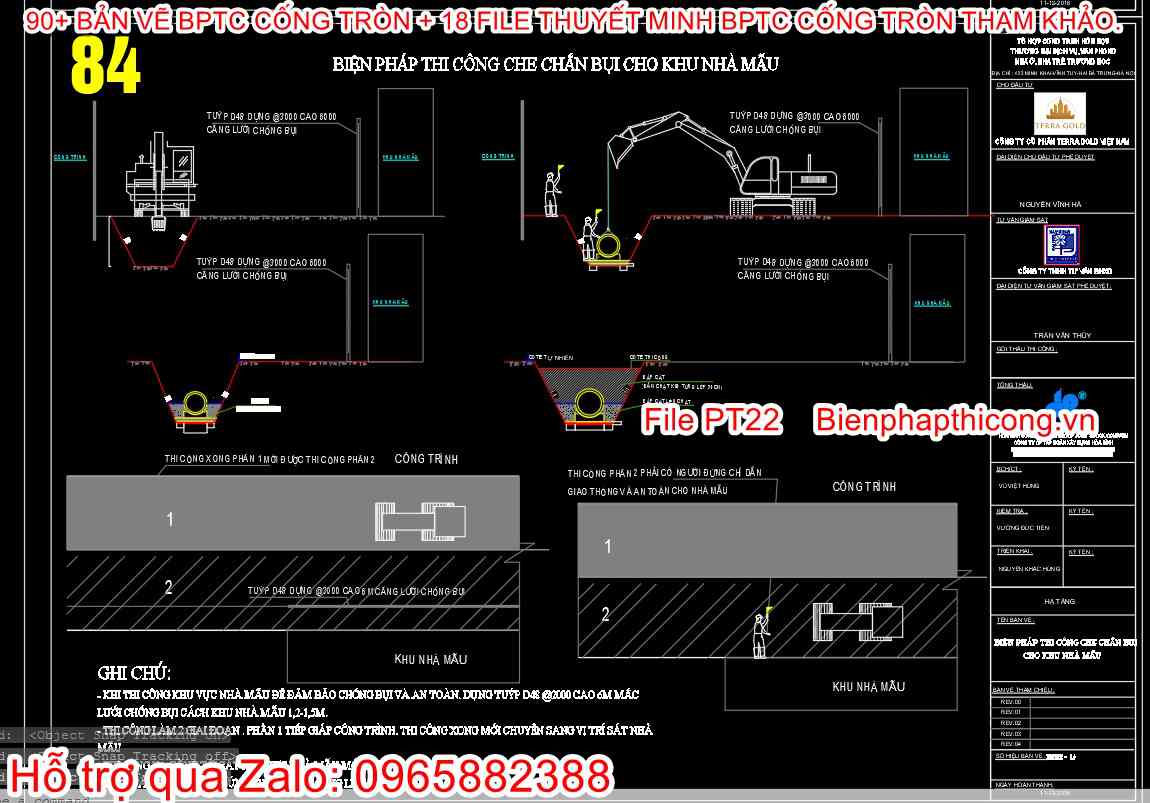 Mẫu file cad biện pháp thi công cống tròn.