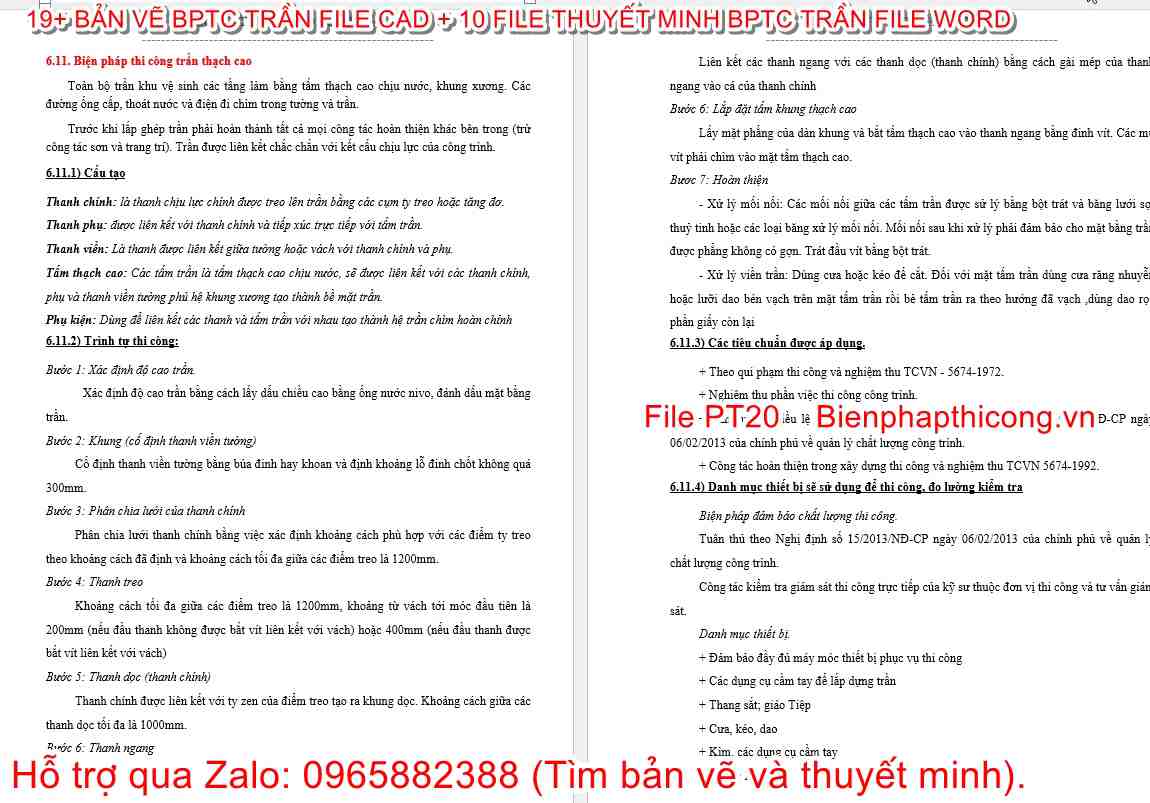 Thuyết minh bptc trần thạch cao.