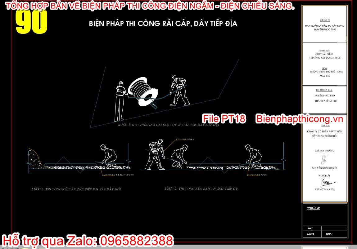 Biện pháp thi công rải cáp, dây tiếp địa.