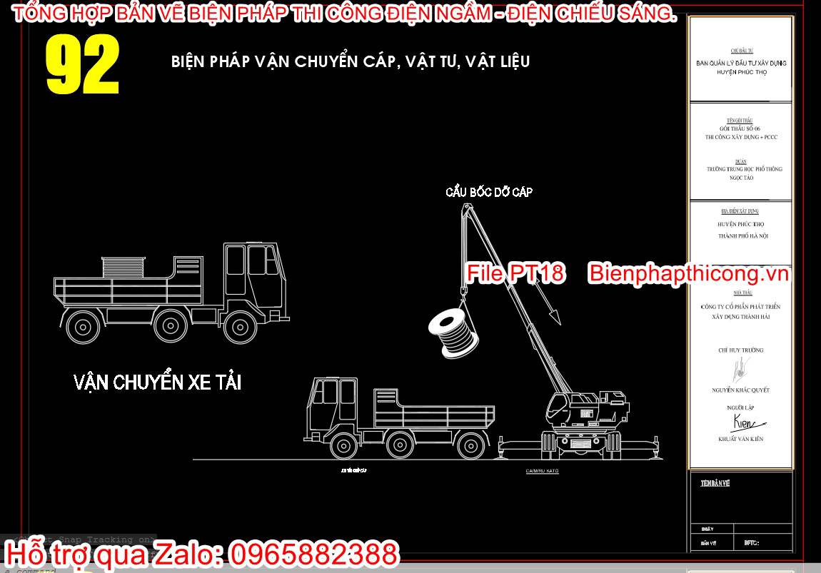 Biện pháp vận chuyển cáp, vật tư, vật liệu.