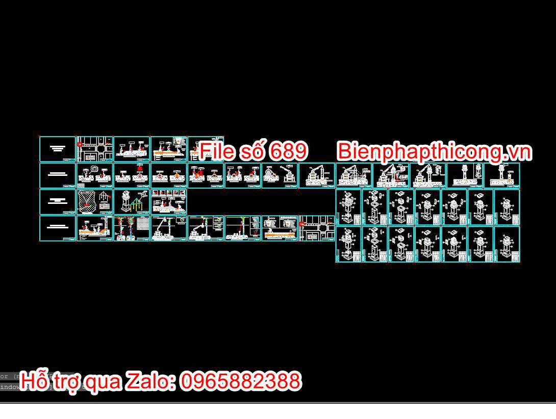 Bản vẽ biện pháp thi công trạm biến áp trụ thép cad.