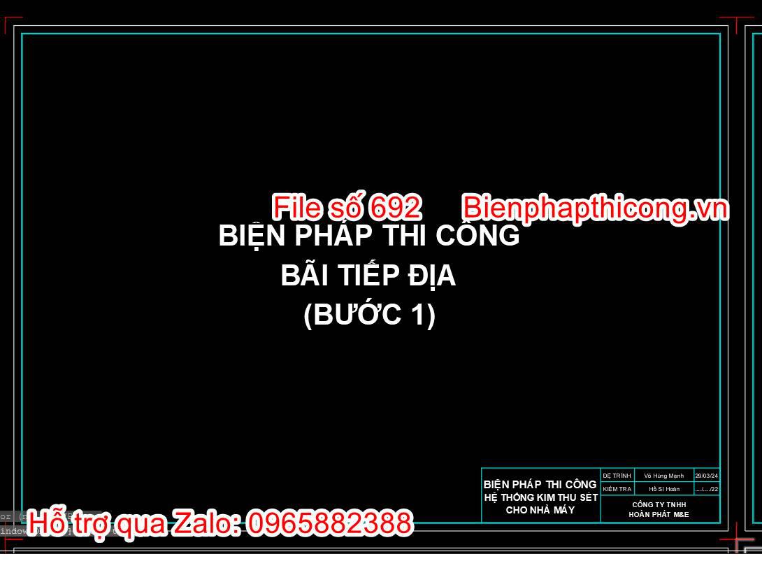 Bản vẽ biện pháp thi công bãi tiếp địa cad.