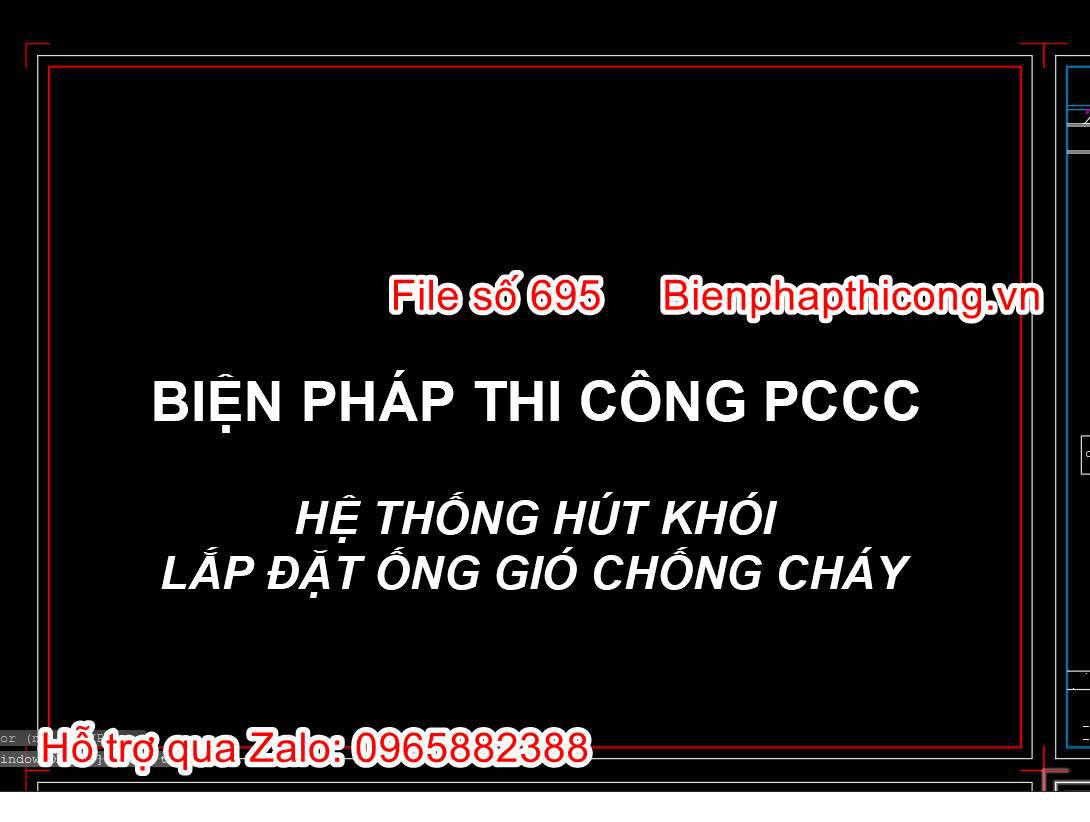 Bản vẽ bptc lắp đặt ống gió phòng cháy.