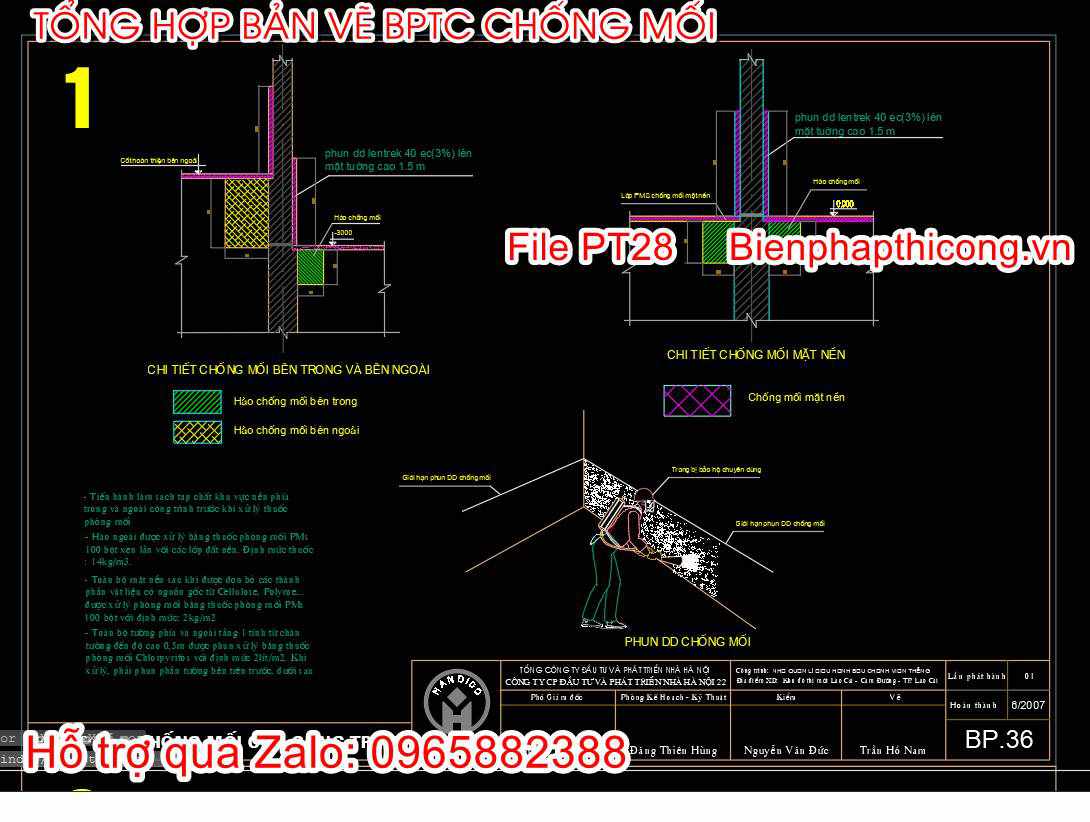 Mẫu bản vẽ biện pháp chống mối cho công trình.