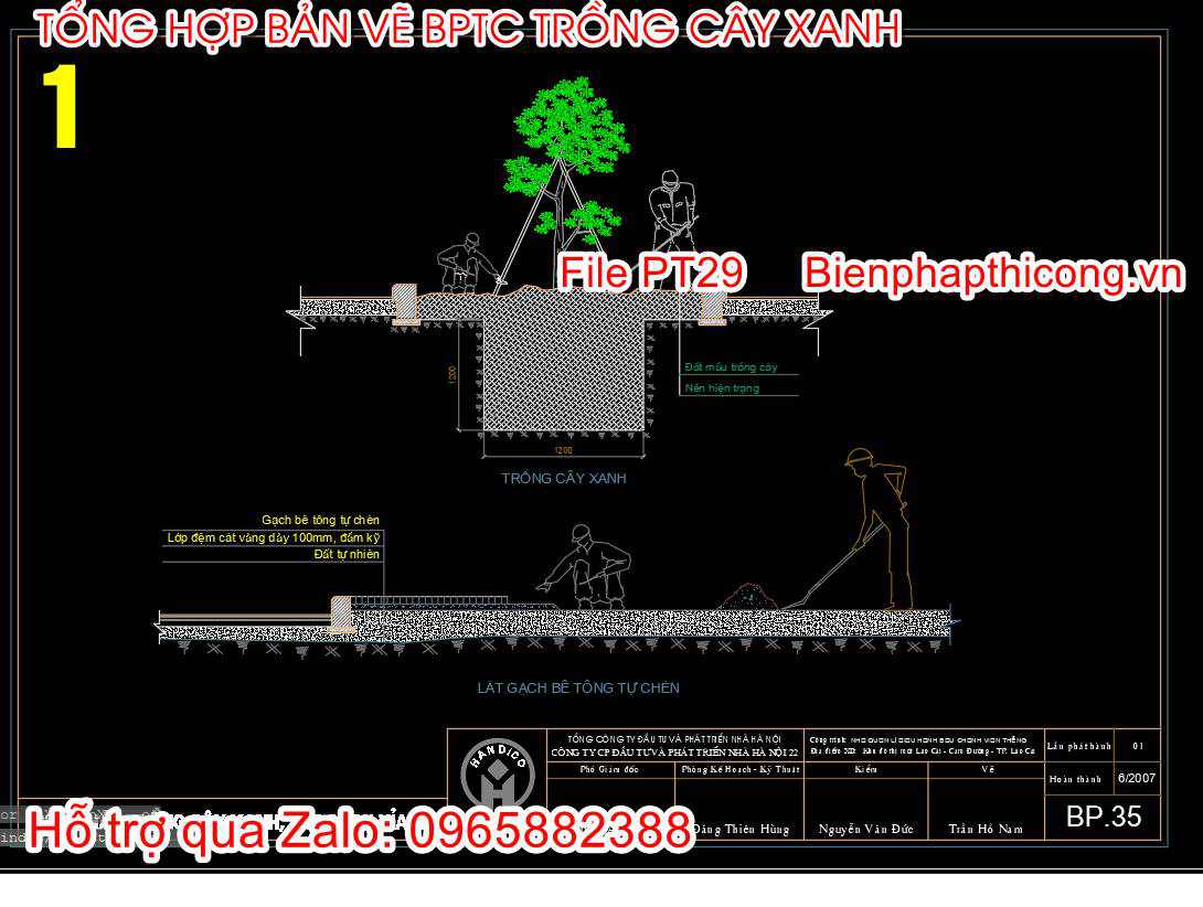Mẫu bản vẽ biện pháp thi công trồng cây.