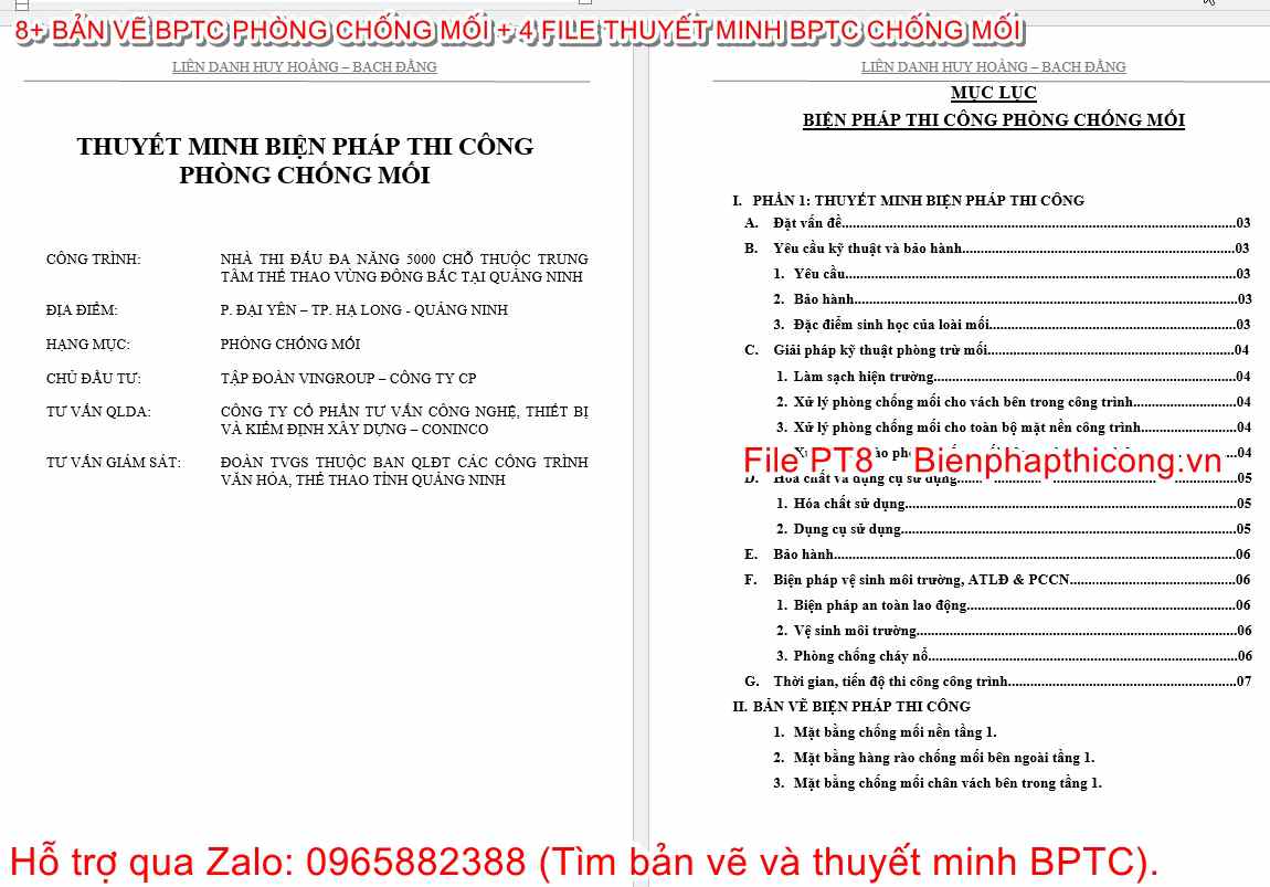Thuyết minh biện pháp thi công phòng chống mối.