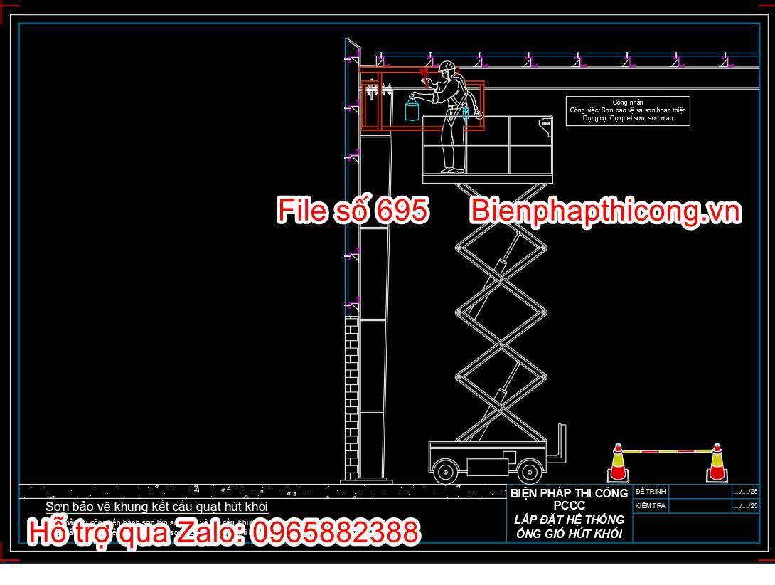 Bản vẽ bptc sơn bảo vệ khung kết cấu quạt hút khói.