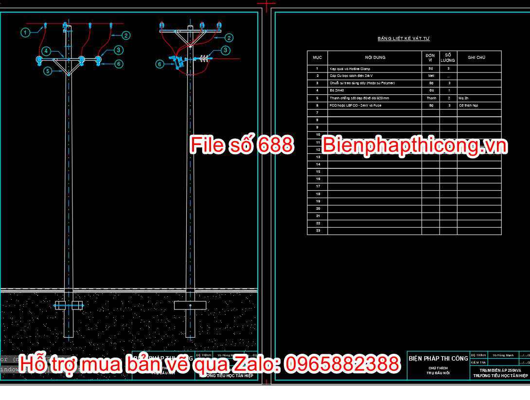 Bản vẽ bptc trụ đấu nối cad.