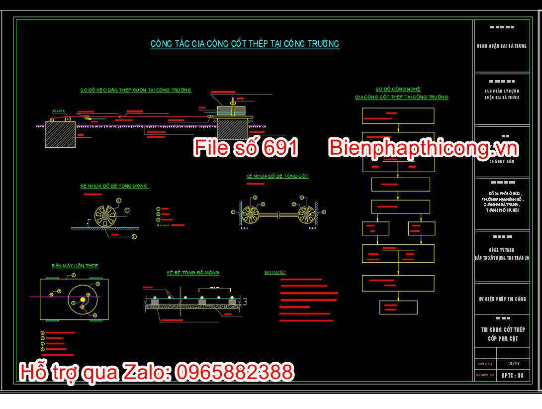 Công tác gia công cốt thép tại công trường.