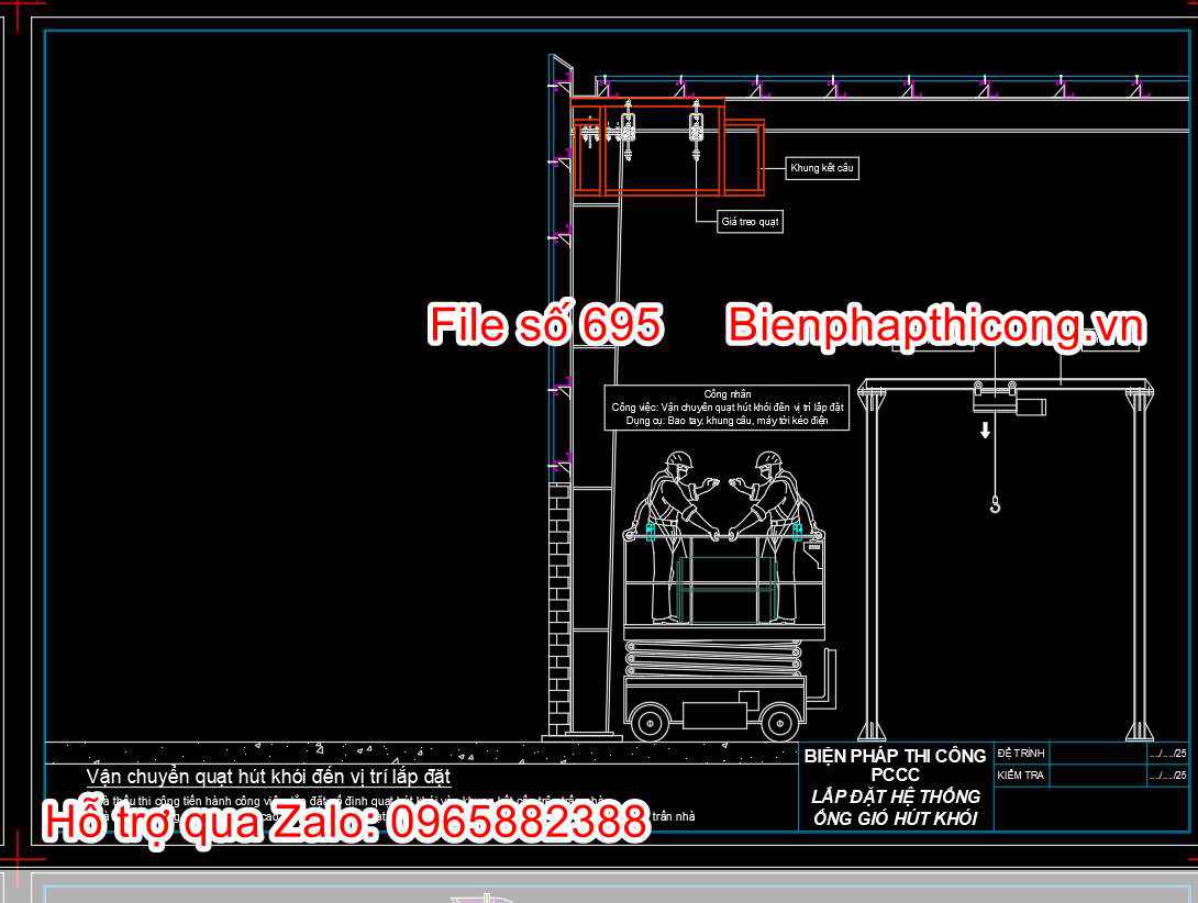 Vận chuyển quạt hút khói đến vị trí lắp đặt.