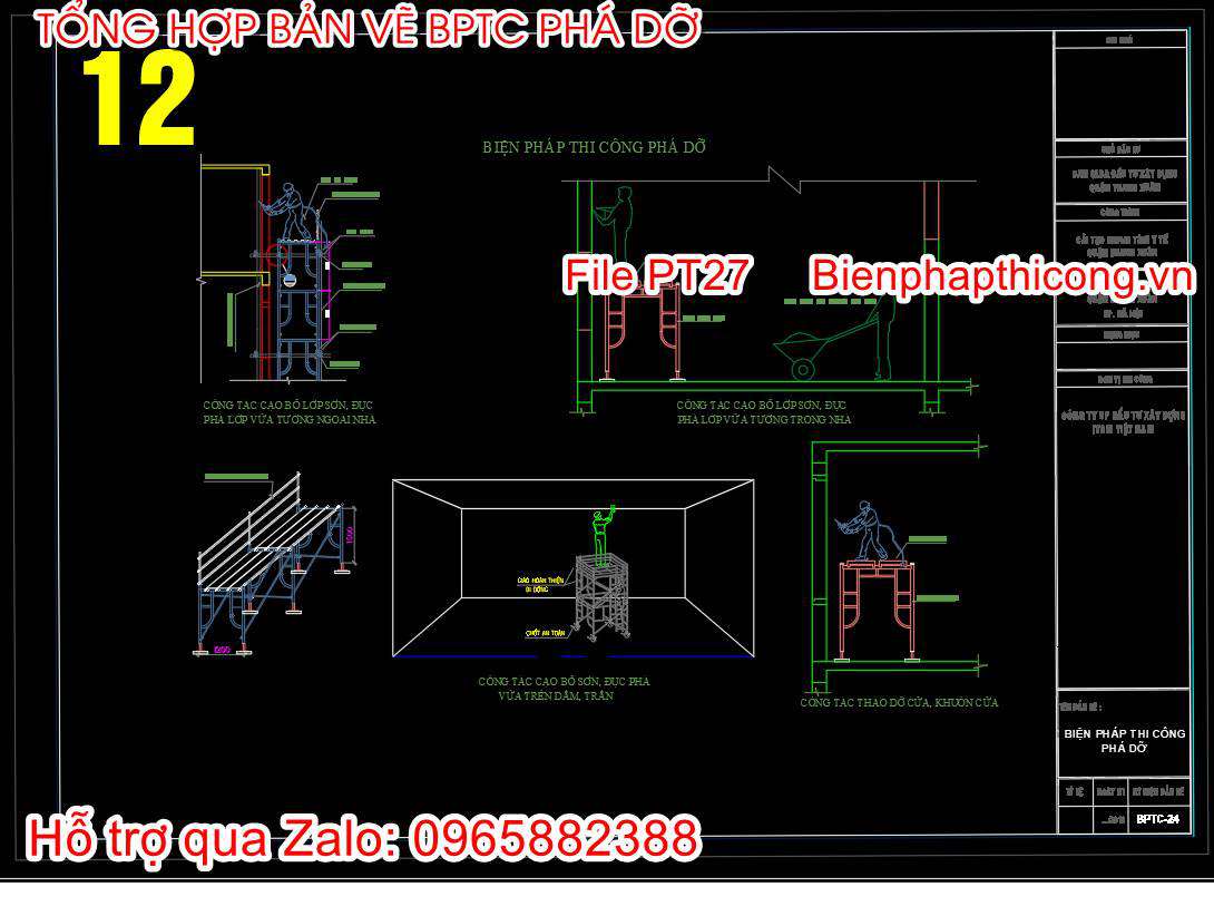 Mẫu bản vẽ biện pháp thi công phá dỡ.
