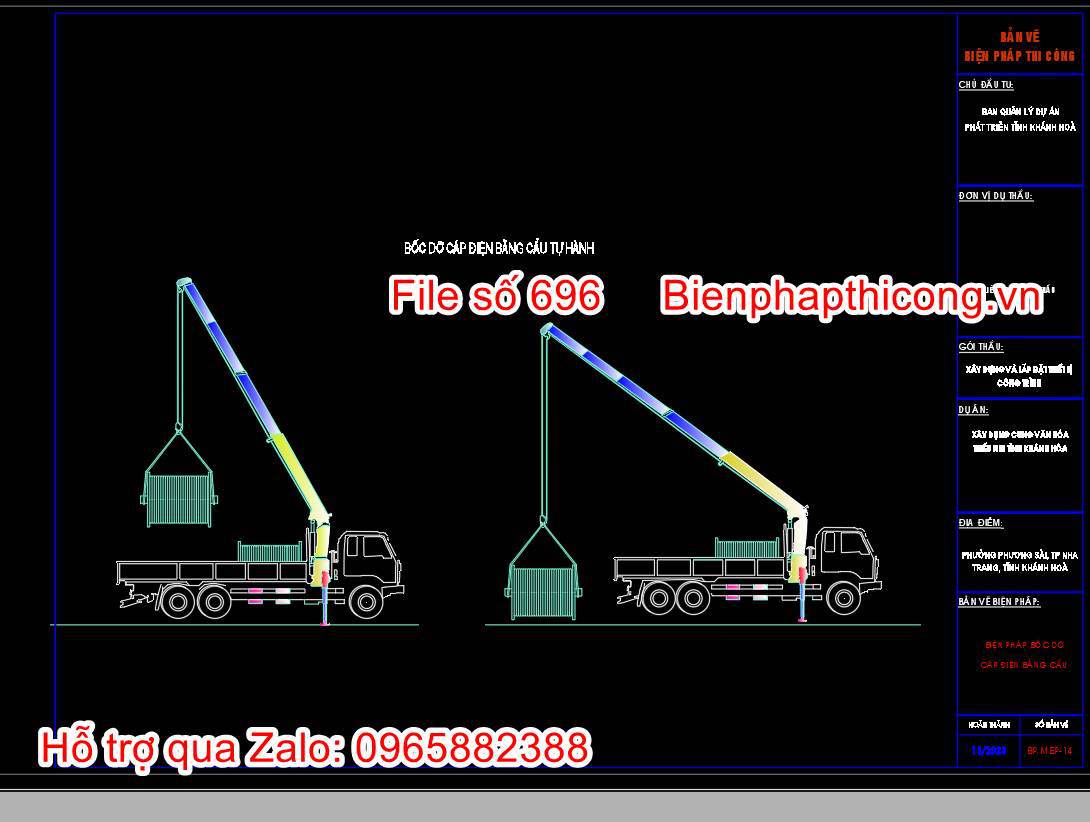 Bản vẽ biện pháp bốc dỡ cấp điện bằng cẩu tự hành