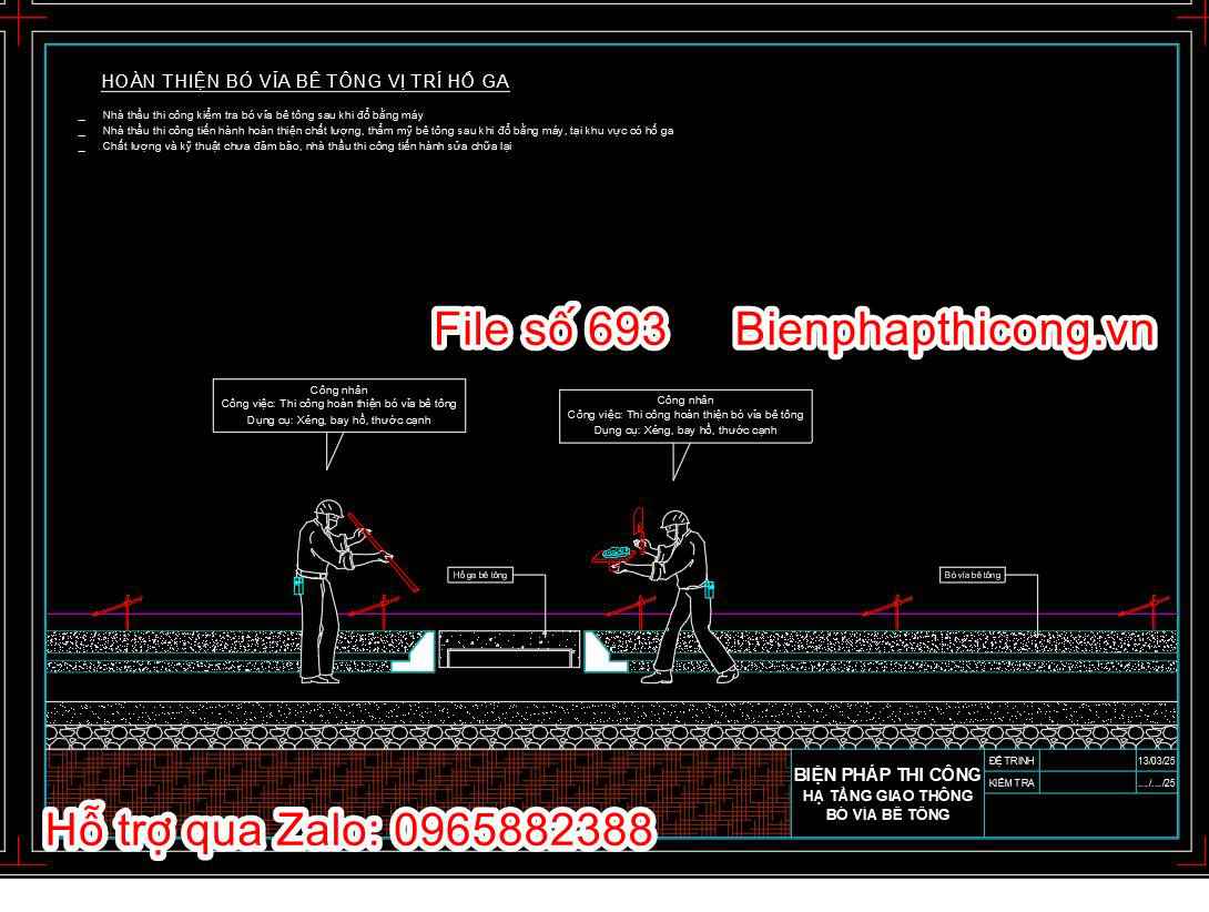 Hoàn thiện bó vỉa bê tông vị trí hố ga.