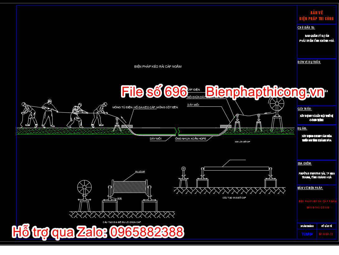 Bản vẽ bptc kéo rải cáp ngầm