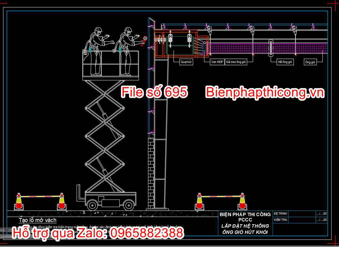 Bản vẽ bptc tạo lỗ mở vách.