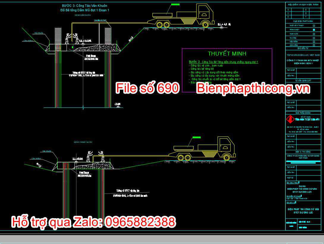 Bản vẽ bptc ván khuôn đổ bê tông dầm mũ.