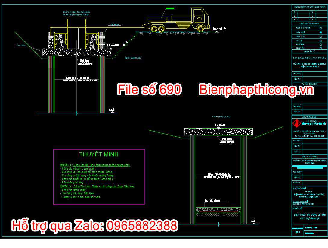 Bản vẽ bptc đổ bê tông tường cad.