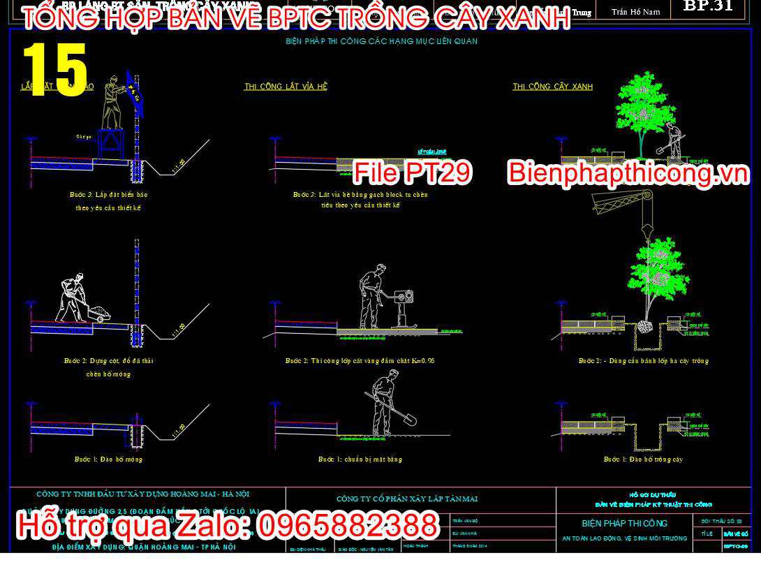 Bản vẽ bptc trồng cây xanh.