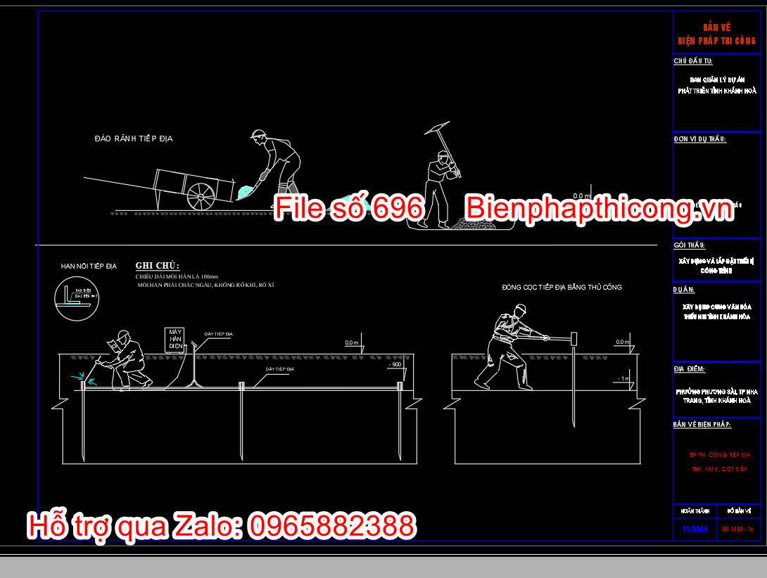 Biện pháp thi công tiếp địa tba RMU cột đèn.