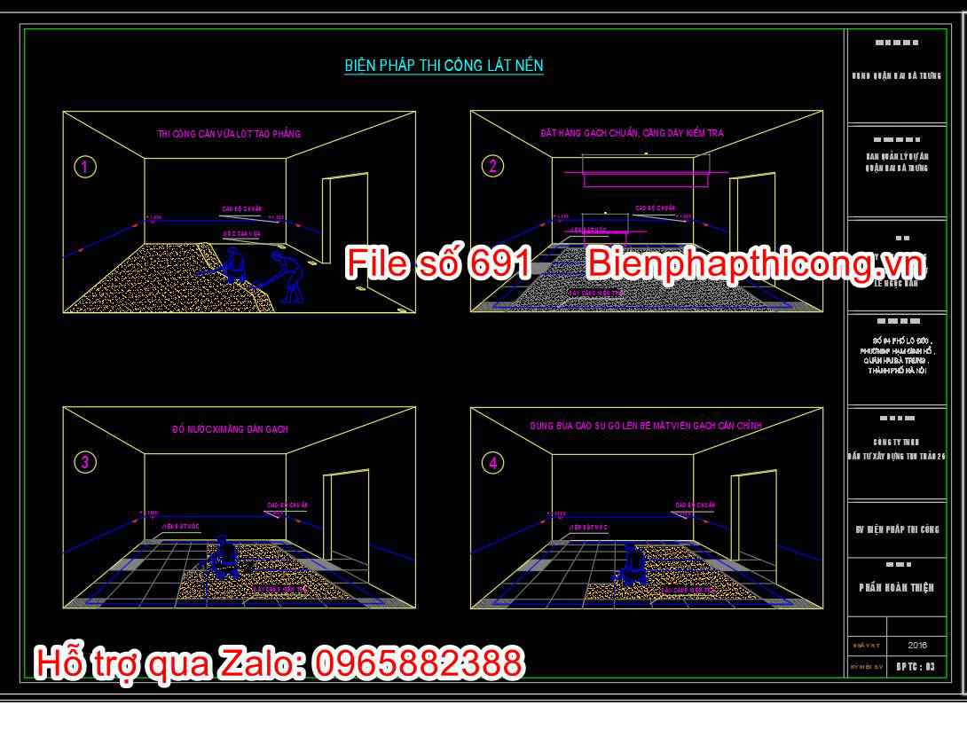 Mẫu biện pháp thi công lát nền cad.