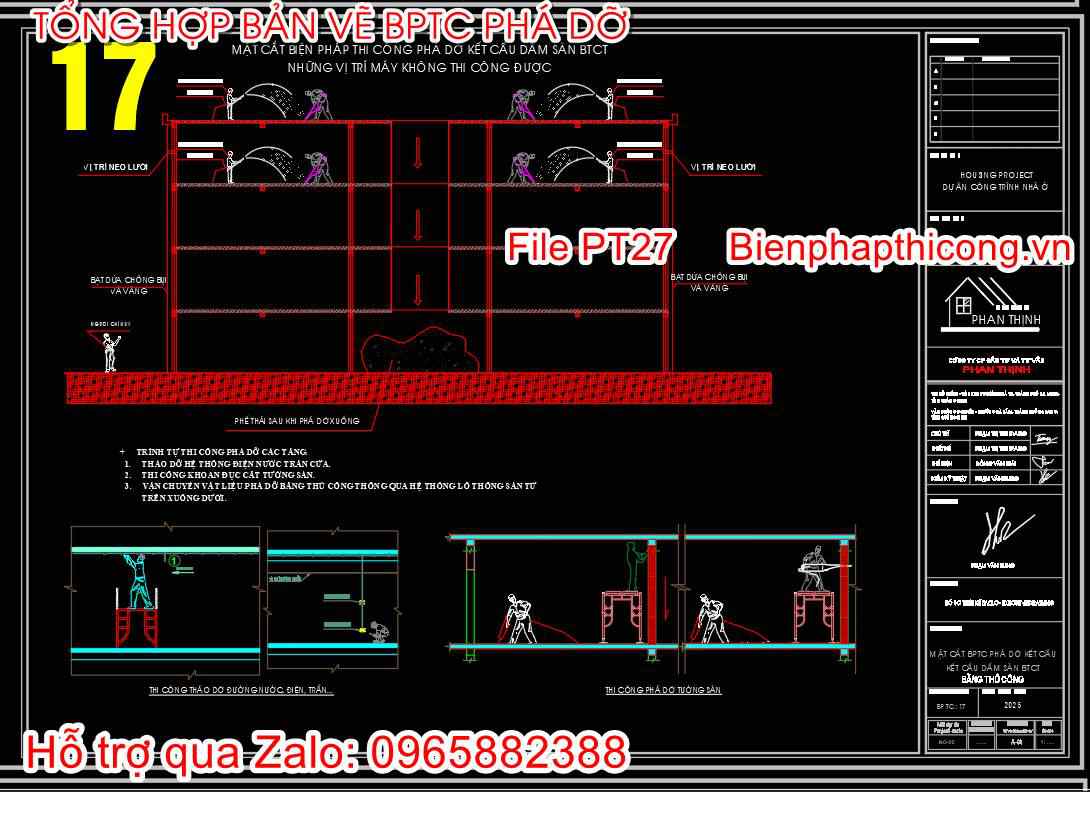Mẫu bản vẽ biện pháp phá dỡ dầm sàn btct