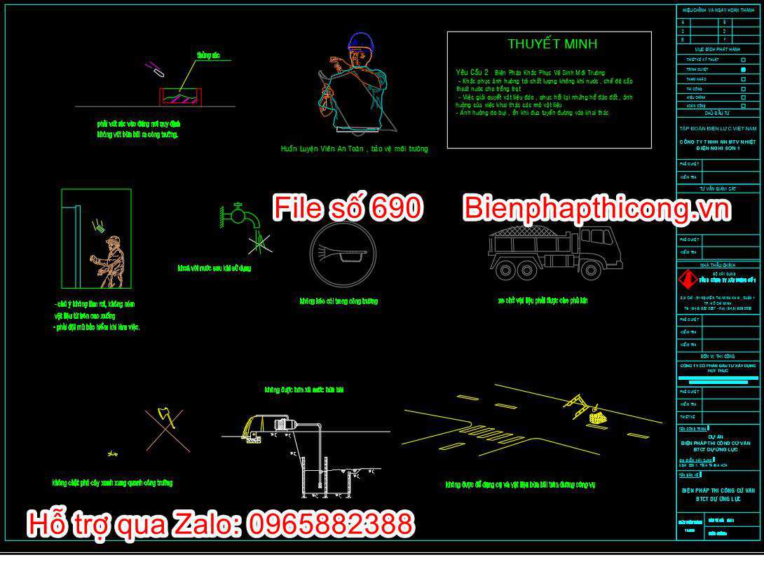 Bản vẽ biện pháp an toàn bảo vệ môi trường.