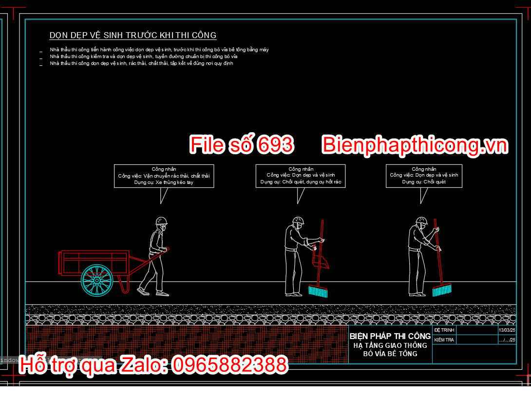 Bản vẽ bptc dọn dẹp vệ sinh trước khi thi công.