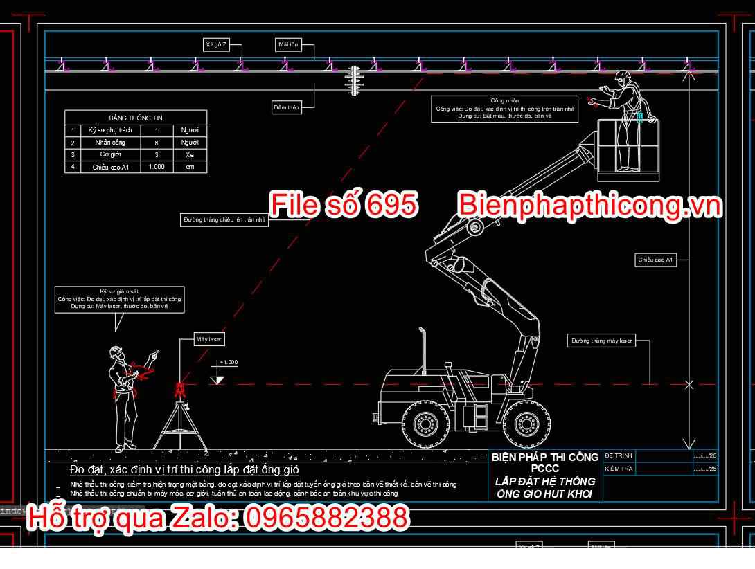 Bản vẽ xác định vị trí ống gió phòng cháy chữa cháy.
