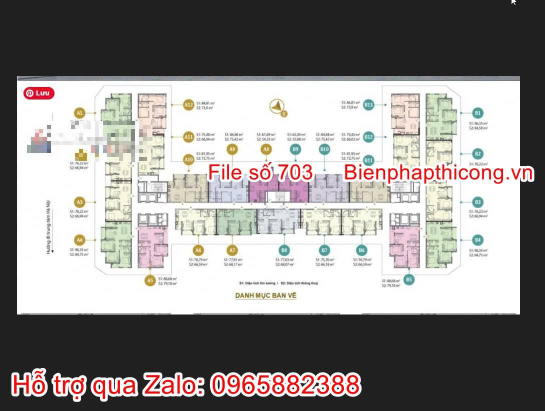 Mặt bằng điển hình nhà cao tầng đa năng.