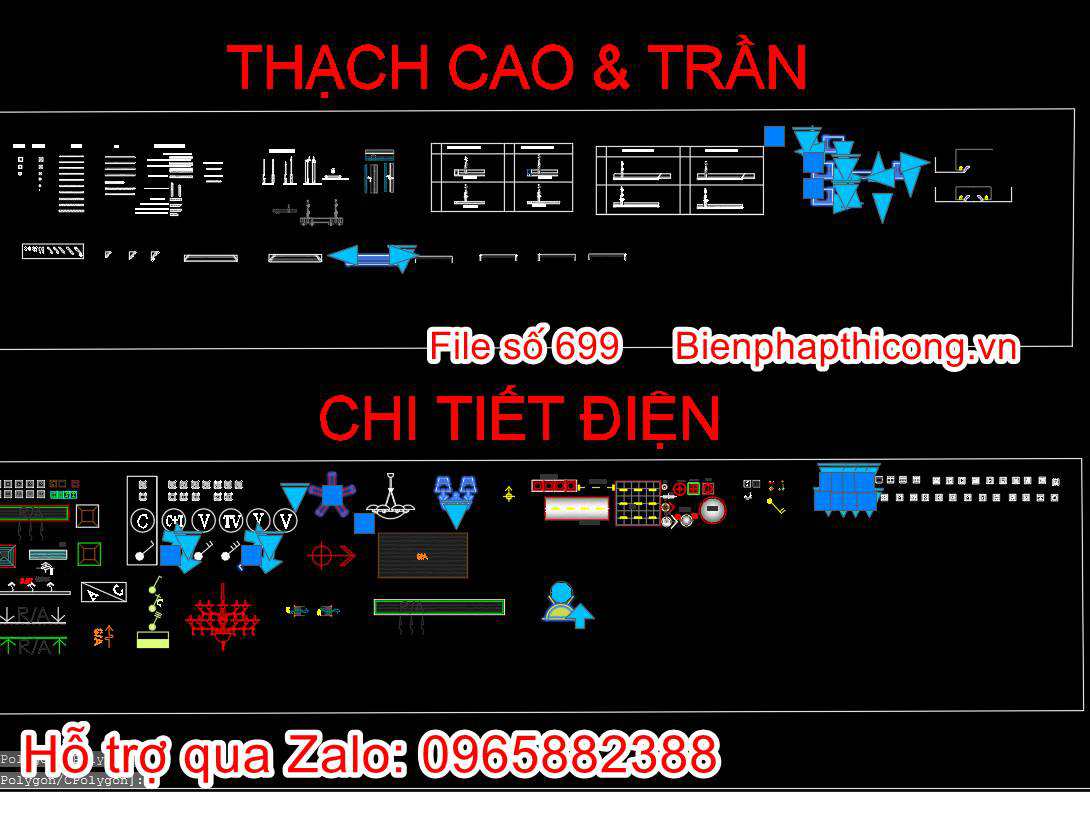 Tải file thư viện block động trần - chi tiết điện.