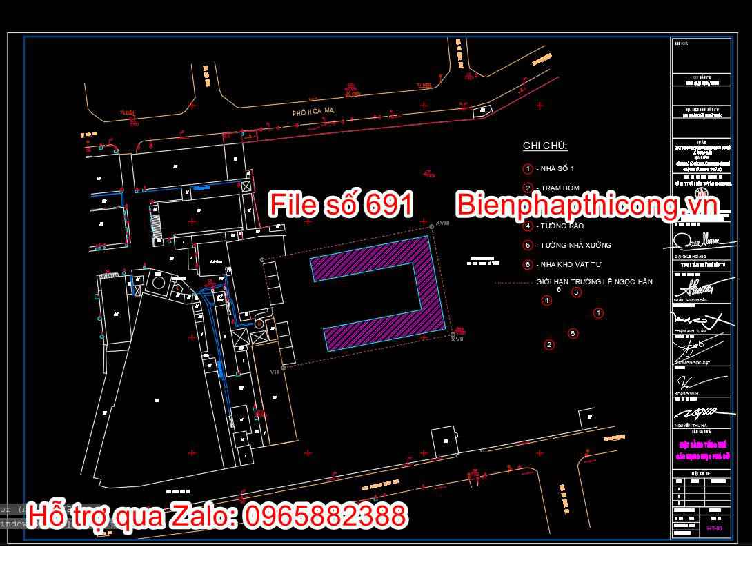 Tổng mặt bằng thi công trường trung học.