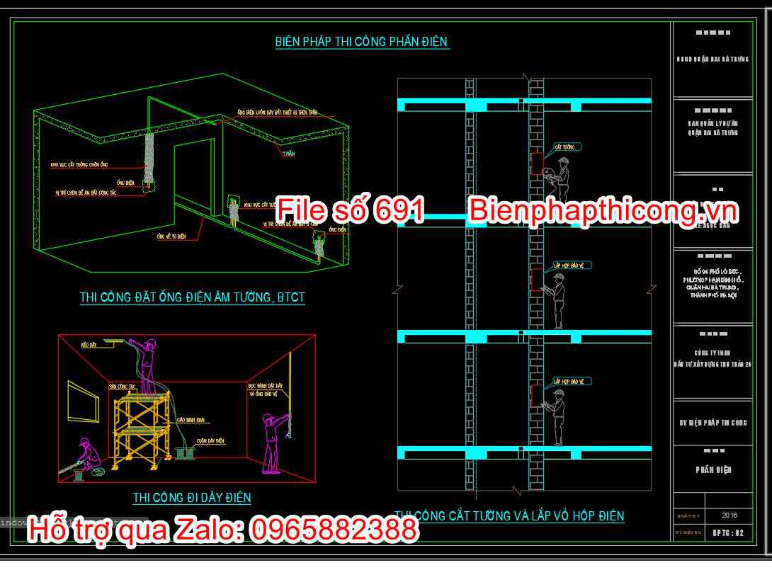 Mẫu bản vẽ biện pháp thi công phần điện.