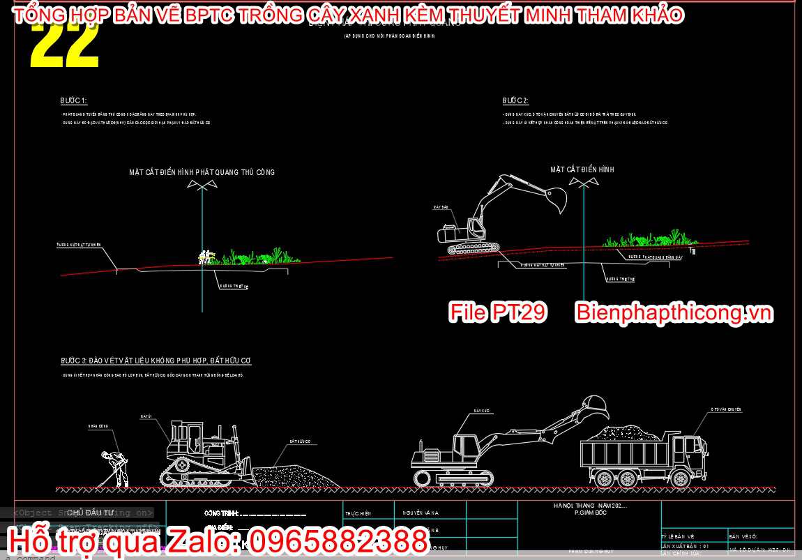 File cad bản vẽ biện pháp thi công trồng cây xanh.