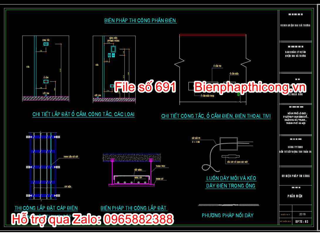 Chi tiết lắp đặt ổ cắm công tắc các loại.